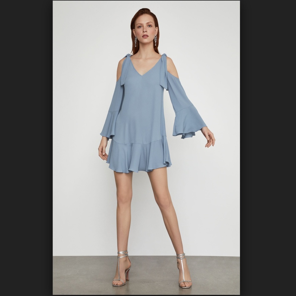 BCBGMAXAZRIA Light Blue Cold Shoulder Short Dress